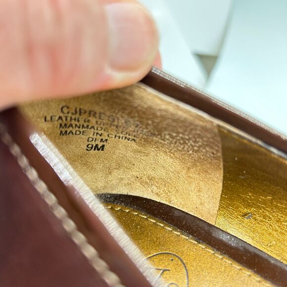 Joan & David Presley Brown Leather Patent Leather Horse-Bit Heeled Loafer 9M - Picture 8 of 15